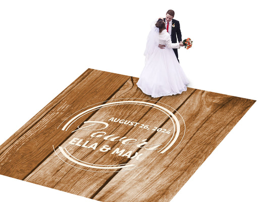Rustic-themed Wedding Decal Dance Floor Wrap Removable Vinyl Print. Monogram Print & Vinyl to cover the dancefloor. Free and Fast Shipping