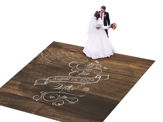 Rustic-themed Wedding Decal Dance Floor Wrap Removable Vinyl Print. Monogram Print & Vinyl to cover the dancefloor. Free and Fast Shipping
