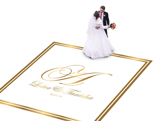 Custom Wedding Decal Dance Floor Wrap Gloss Removable Vinyl. Monogram Print and Vinyl to cover the entire dancefloor. Wedding logo design
