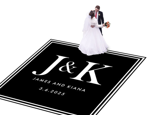 Custom Wedding Decal Dance Floor Wrap Gloss Removable Vinyl. Monogram Print and Vinyl to cover the entire dancefloor. Wedding logo design