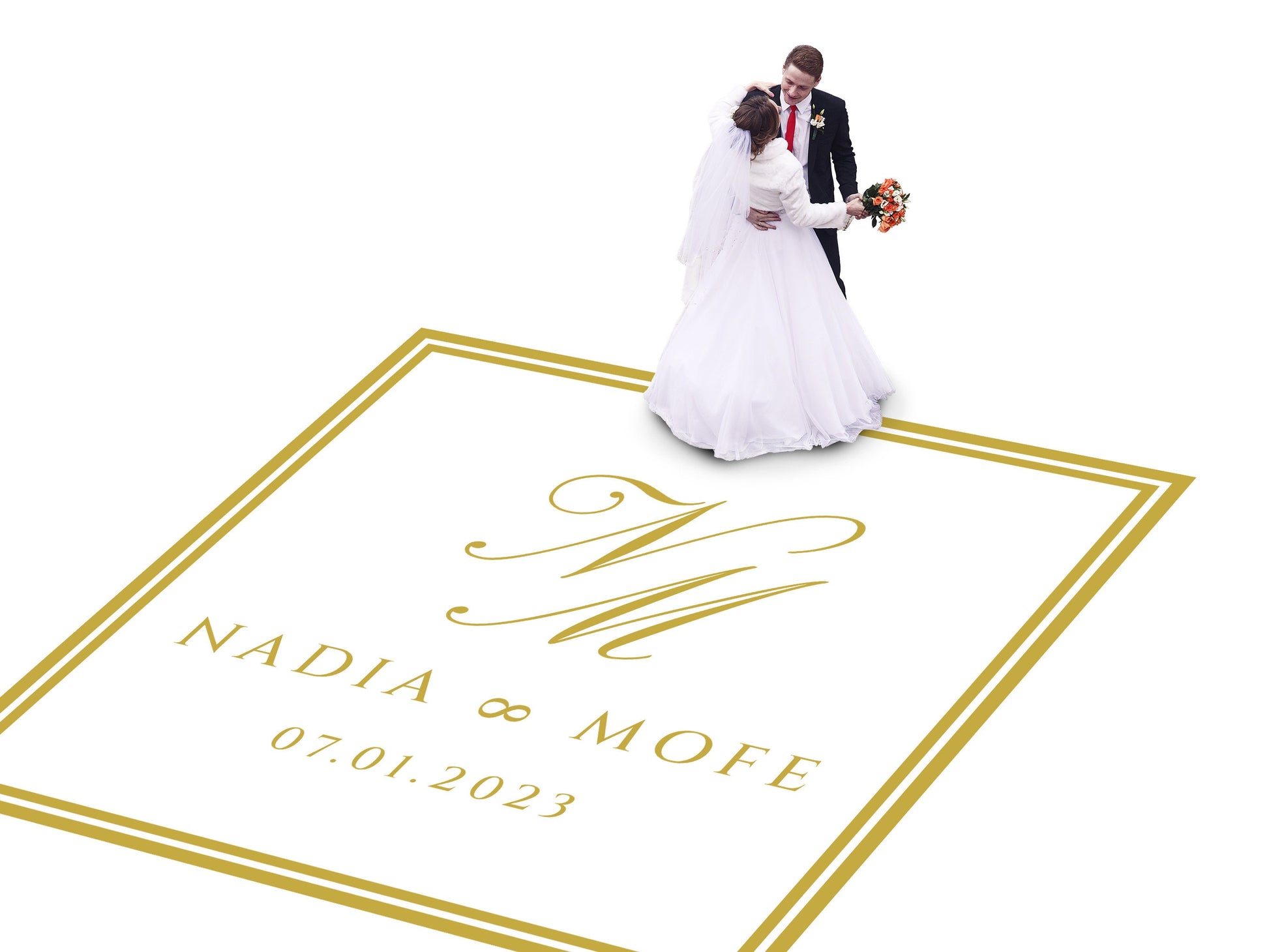 Custom Wedding Decal Dance Floor Wrap Gloss Removable Vinyl. Monogram Print and Vinyl to cover the entire dancefloor. Wedding logo design