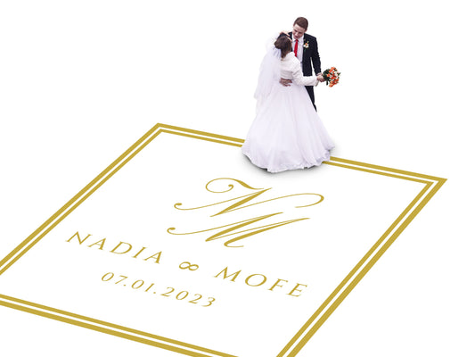 Custom Wedding Decal Dance Floor Wrap Gloss Removable Vinyl. Monogram Print and Vinyl to cover the entire dancefloor. Wedding logo design