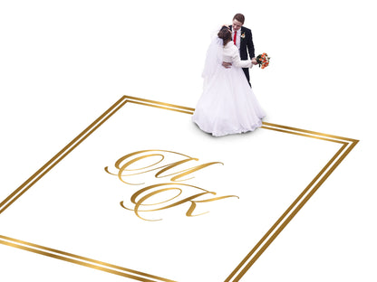 Custom Wedding Decal Dance Floor Wrap Gloss Removable Vinyl. Monogram Print and Vinyl to cover the entire dancefloor. Wedding logo design