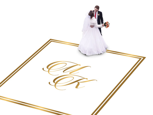 Custom Wedding Decal Dance Floor Wrap Gloss Removable Vinyl. Monogram Print and Vinyl to cover the entire dancefloor. Wedding logo design