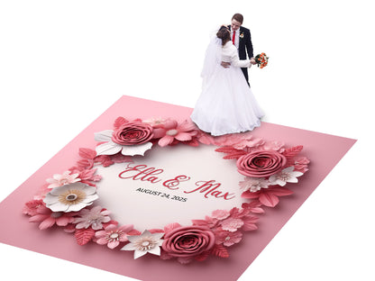 Quirky Fun Custom Wedding Decal Dance Floor Wrap. Gloss Removable Vinyl Monogram Print and Vinyl to cover the entire dancefloor. Logo.