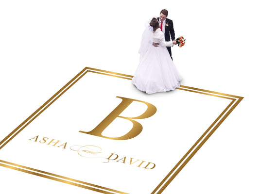 Custom Wedding Decal Dance Floor Wrap Gloss Removable Vinyl. Monogram Print and Vinyl to cover the entire dancefloor. Wedding logo design