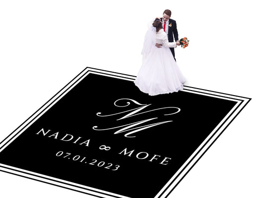 Custom Wedding Decal Dance Floor Wrap Gloss Removable Vinyl. Monogram Print and Vinyl to cover the entire dancefloor. Wedding logo design