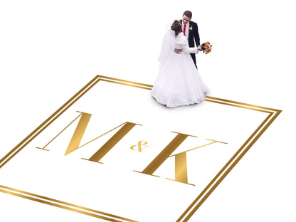 Custom Wedding Decal Dance Floor Wrap Gloss Removable Vinyl. Monogram Print and Vinyl to cover the entire dancefloor. Wedding logo design