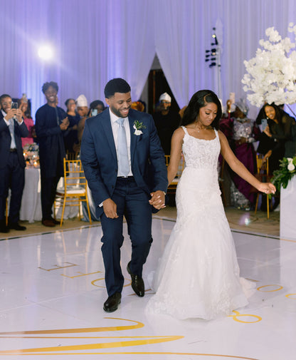 Custom Wedding Decal Dance Floor Wrap Gloss Removable Vinyl. Monogram Print and Vinyl to cover the entire dancefloor. Wedding logo design