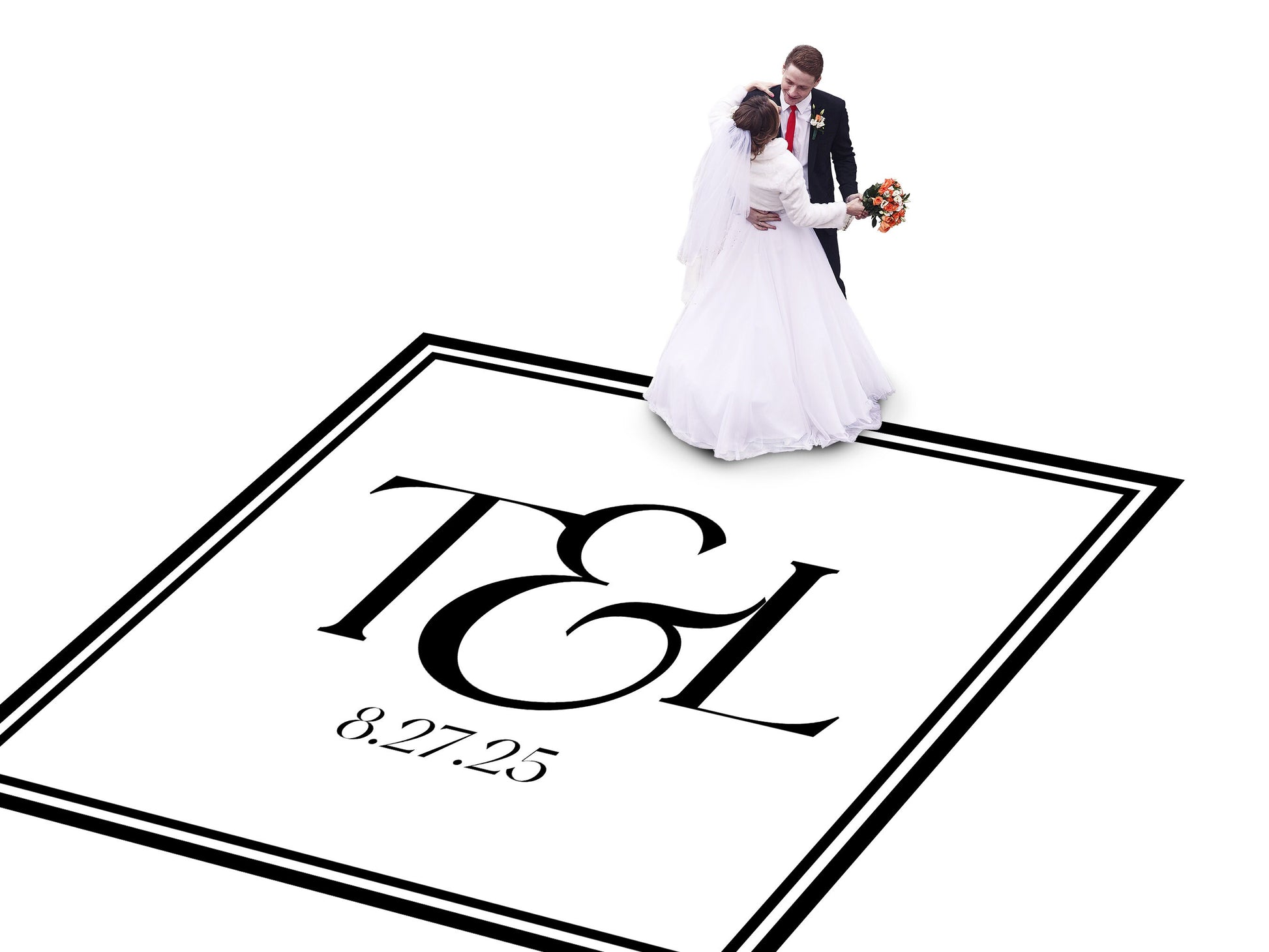 Custom Wedding Decal Dance Floor Wrap Gloss Removable Vinyl. Monogram Print and Vinyl to cover the entire dancefloor. Wedding logo design
