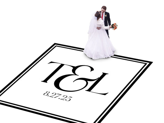 Custom Wedding Decal Dance Floor Wrap Gloss Removable Vinyl. Monogram Print and Vinyl to cover the entire dancefloor. Wedding logo design