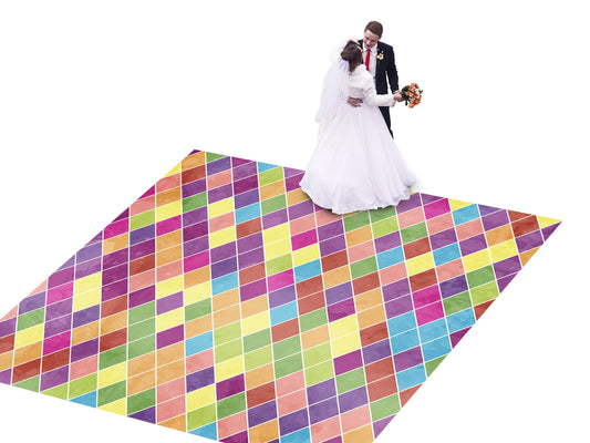 Custom Wedding Decal Dance Floor Wrap Gloss Removable Vinyl. Diamond pattern Diamond shaped Checkerboard design. Wedding logo. Free shipping