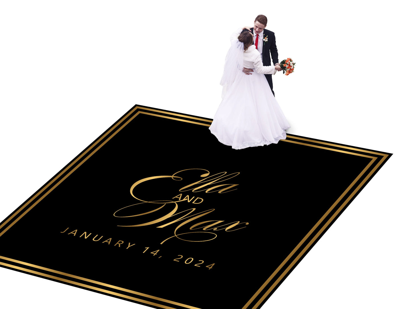 16ft x 16ft Customizable Wedding Dance Floor Decal: Monogram Vinyl Wrap. USA and International Shipping