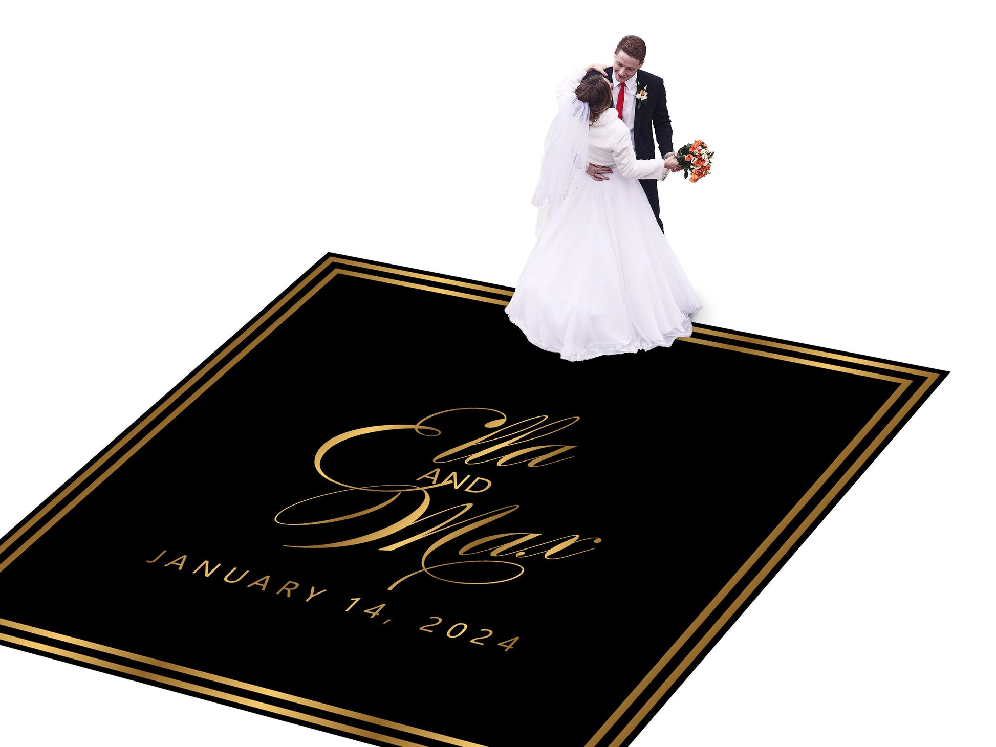 16ft x 16ft Customizable Wedding Dance Floor Decal: Monogram Vinyl Wrap. USA and International Shipping