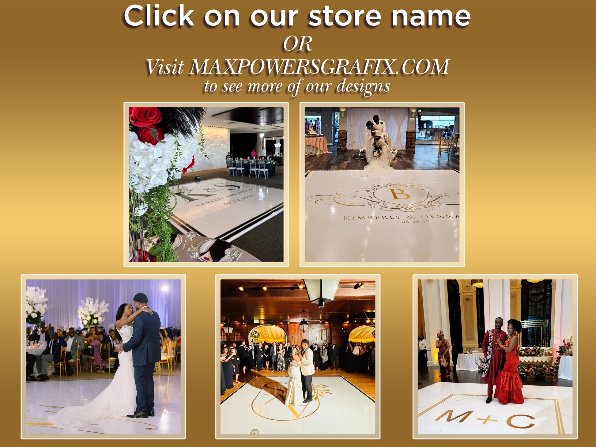 16ft x 16ft Customizable Wedding Dance Floor Decal: Monogram Vinyl Wrap. USA and International Shipping