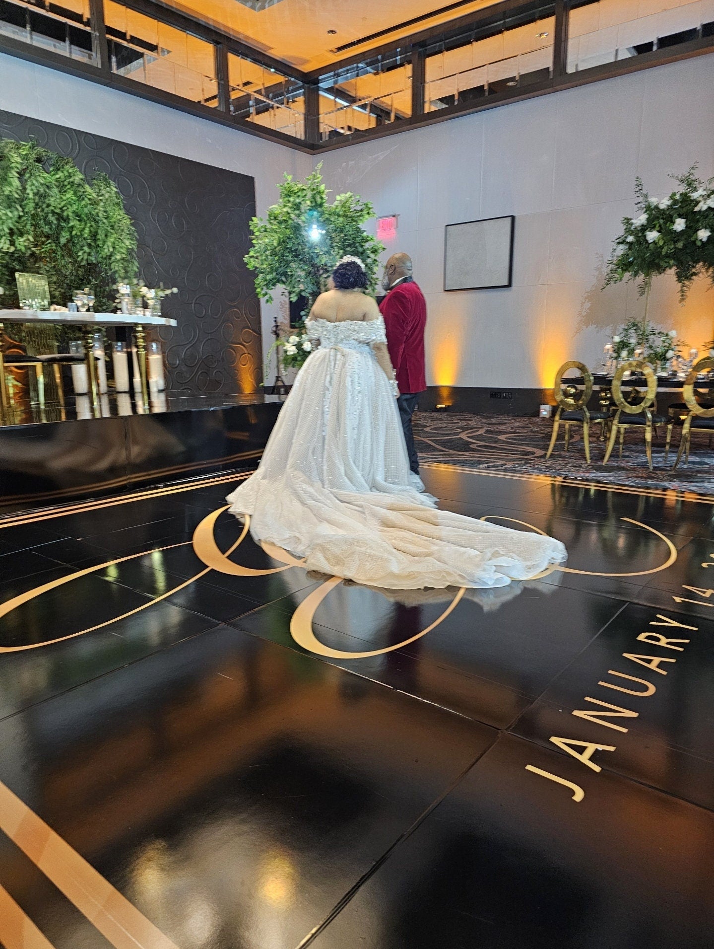 Custom Wedding Decal Dance Floor Wrap Gloss Removable Vinyl. Monogram Print and Vinyl to cover the entire dancefloor. Wedding logo design