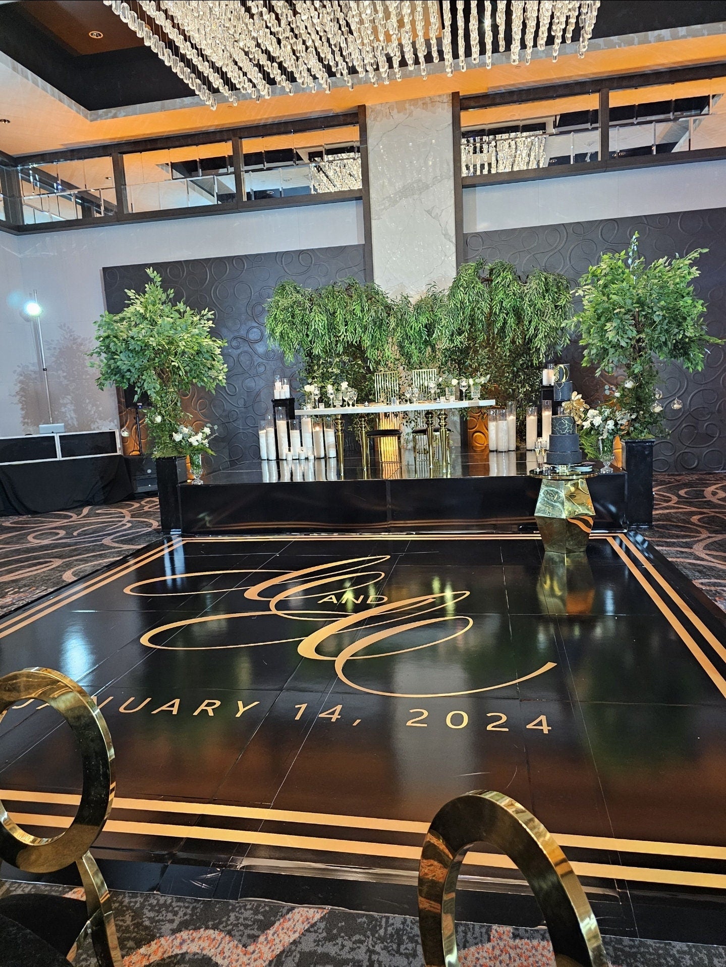 Custom Wedding Decal Dance Floor Wrap Gloss Removable Vinyl. Monogram Print and Vinyl to cover the entire dancefloor. Wedding logo design