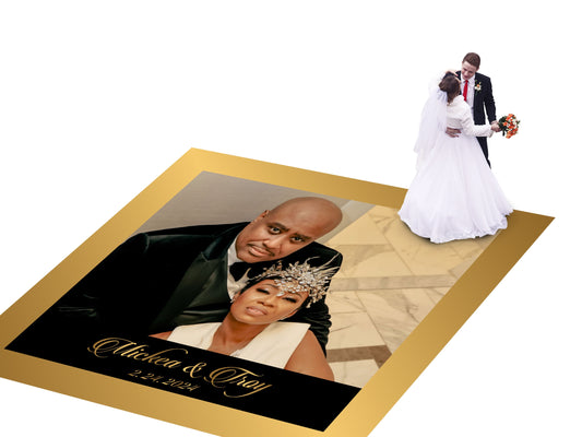 Super Unique Custom Wedding Photo Portrait Dance Floor Wrap Design. Removable Vinyl. Floor Wrap Print to cover the dancefloor. Wedding logo