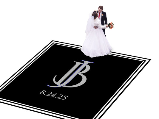 Custom Wedding Decal Dance Floor Wrap Gloss Removable Vinyl. Monogram Print and Vinyl to cover the entire dancefloor. Wedding logo design