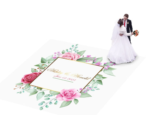 Full Print Custom Wedding Decal Dance Floor Wrap Gloss Removable Vinyl. Wedding Dancefloor design. Free Shipping