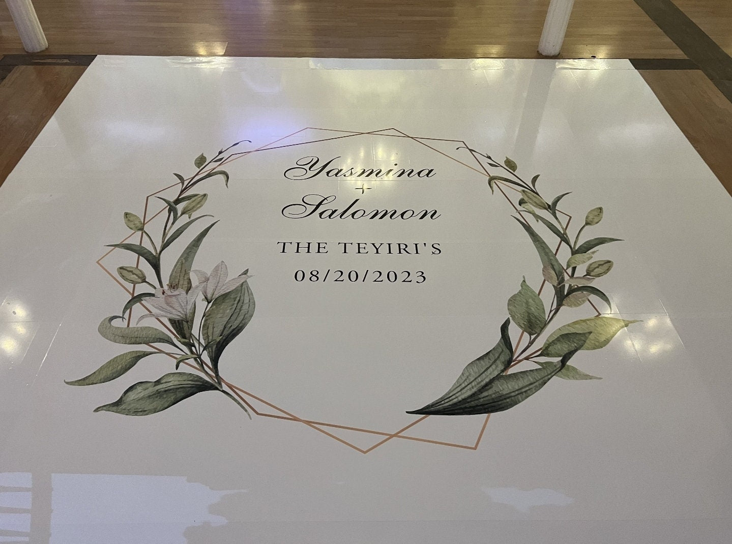 Custom Wedding Decal Dance Floor Wrap Gloss Removable Vinyl. Monogram Print and Vinyl to cover the entire dancefloor. Wedding logo design