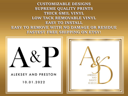 20ft x 20ft Customizable Wedding Dance Floor Decal: Monogram Vinyl Wrap. USA and International Shipping