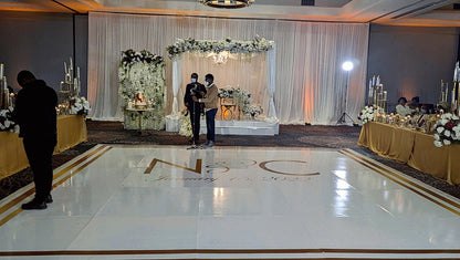 Custom Wedding Decal Dance Floor Wrap Gloss Removable Vinyl. Monogram Print and Vinyl to cover the entire dancefloor. Wedding logo design