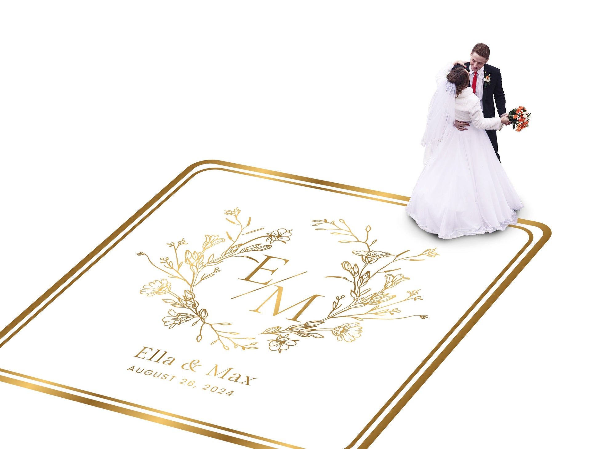 Custom Wedding Decal Dance Floor Wrap Gloss Removable Vinyl. Monogram Print and Vinyl to cover the entire dancefloor. Wedding logo design