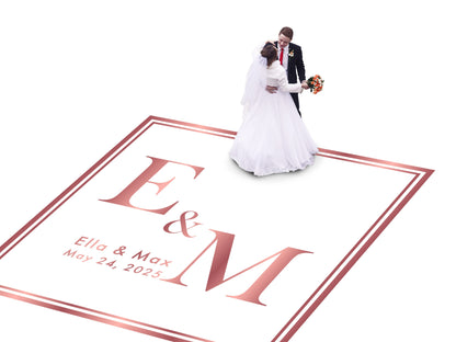Custom Wedding Decal Dance Floor Wrap Gloss Removable Vinyl. Monogram Print and Vinyl to cover the entire dancefloor. Wedding logo design