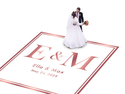 Custom Wedding Decal Dance Floor Wrap Gloss Removable Vinyl. Monogram Print and Vinyl to cover the entire dancefloor. Wedding logo design