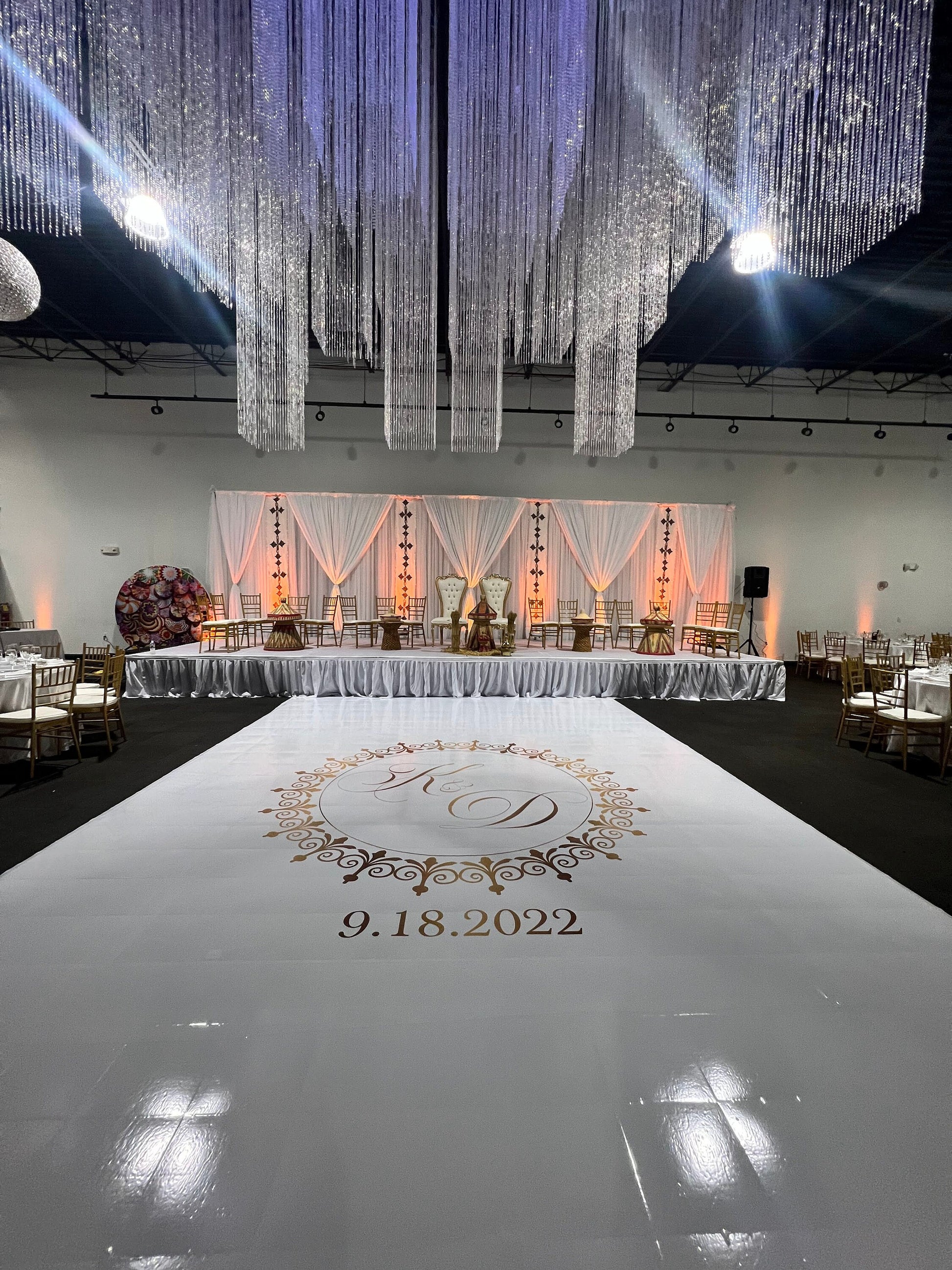 Custom Wedding Decal Dance Floor Wrap Gloss Removable Vinyl. Monogram Print and Vinyl to cover the entire dancefloor. Wedding logo design