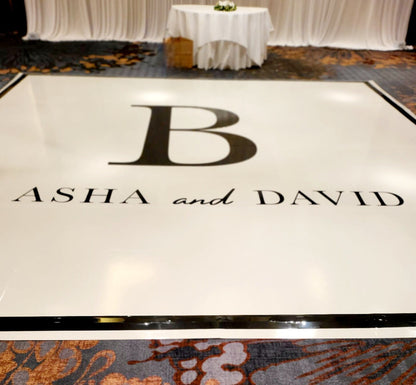 Custom Wedding Decal Dance Floor Wrap Gloss Removable Vinyl. Monogram Print and Vinyl to cover the entire dancefloor. Wedding logo design
