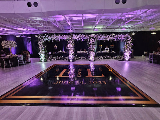 Custom Wedding Decal Dance Floor Wrap Gloss Removable Vinyl. Monogram Print and Vinyl to cover the entire dancefloor. Wedding logo design