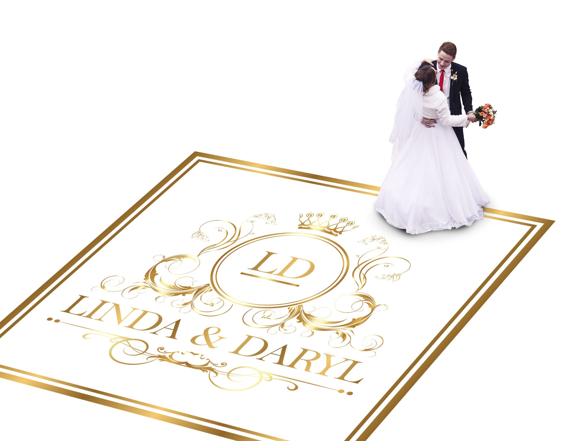 Custom Wedding Decal Dance Floor Wrap Gloss Removable Vinyl. Monogram Print and Vinyl to cover the entire dancefloor. Wedding logo design
