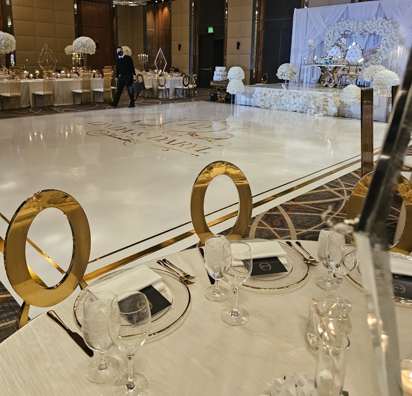 Custom Wedding Decal Dance Floor Wrap Gloss Removable Vinyl. Monogram Print and Vinyl to cover the entire dancefloor. Wedding logo design