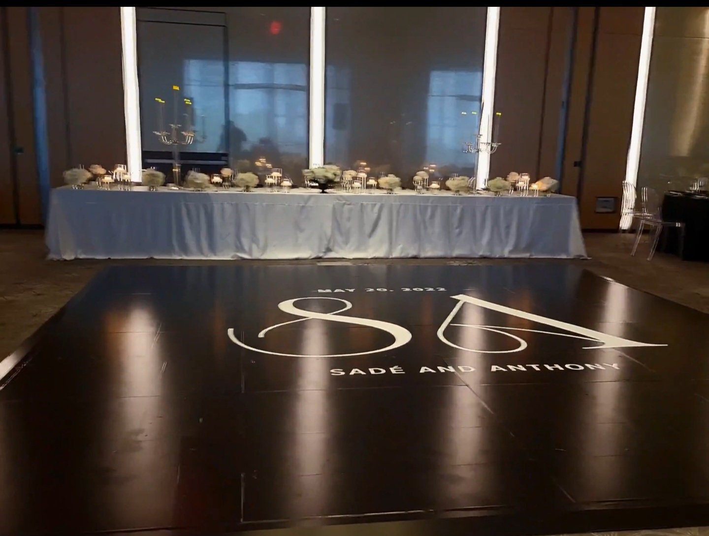Custom Wedding Decal Dance Floor Wrap Gloss Removable Vinyl. Monogram Print and Vinyl to cover the entire dancefloor. Wedding logo design