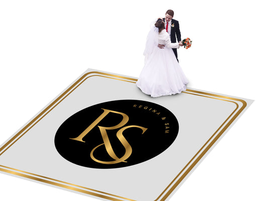Custom Wedding Decal Dance Floor Wrap Gloss Removable Vinyl. Monogram Print and Vinyl to cover the entire dancefloor. Wedding logo design