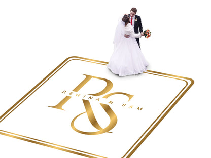 Custom Wedding Decal Dance Floor Wrap Gloss Removable Vinyl. Monogram Print and Vinyl to cover the entire dancefloor. Wedding logo design
