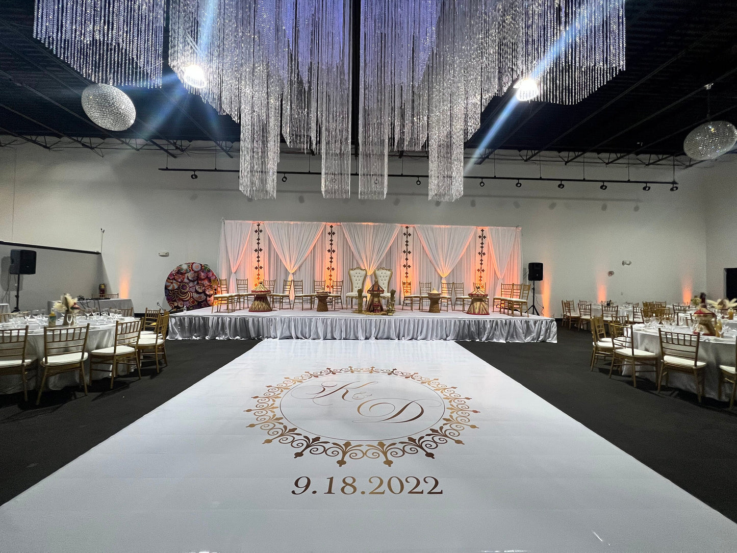 Custom Wedding Decal Dance Floor Wrap Gloss Removable Vinyl. Monogram Print and Vinyl to cover the entire dancefloor. Wedding logo design