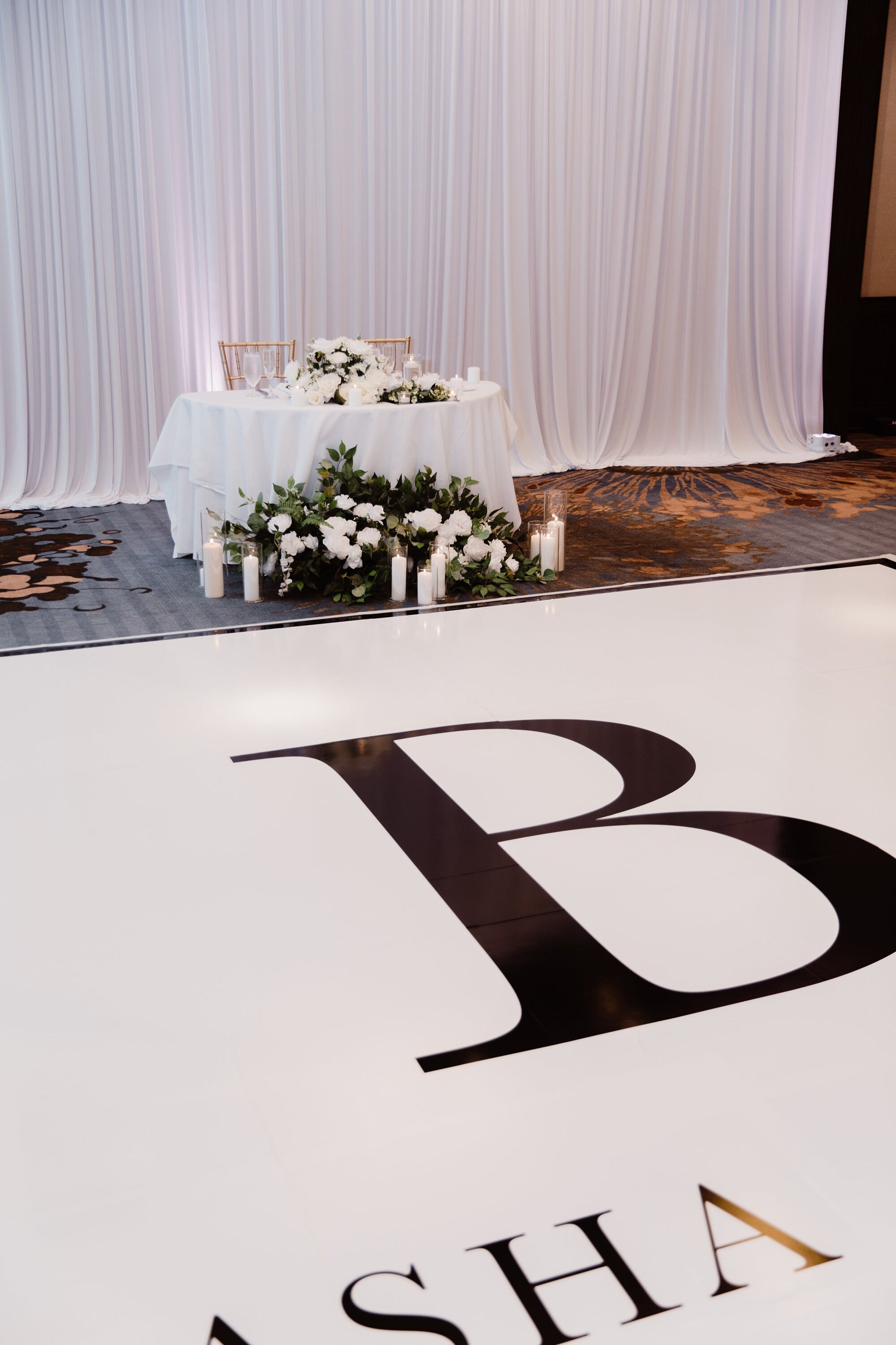 Custom Wedding Decal Dance Floor Wrap Gloss Removable Vinyl. Monogram Print and Vinyl to cover the entire dancefloor. Wedding logo design