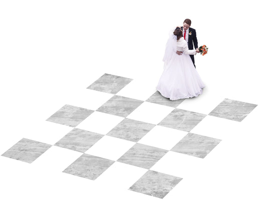 Custom Wedding Decal Dance Floor Wrap Gloss Removable Vinyl. Unique concrete floor design. Checkerboard design. Wedding logo. Free shipping