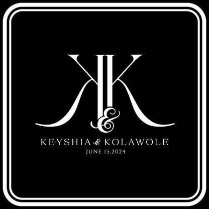 Custom Wedding Decal Dance Floor Wrap Gloss Removable Vinyl. Monogram Print and Vinyl to cover the entire dancefloor. Wedding logo design