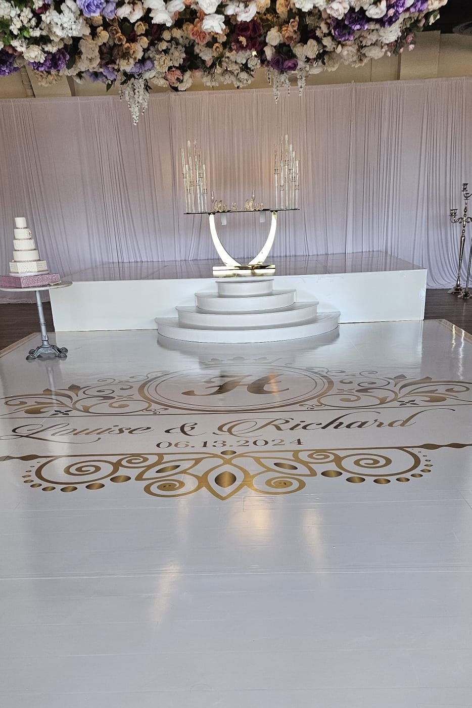 Custom Wedding Decal Dance Floor Wrap Gloss Removable Vinyl. Monogram Print and Vinyl to cover the entire dancefloor. Wedding logo design