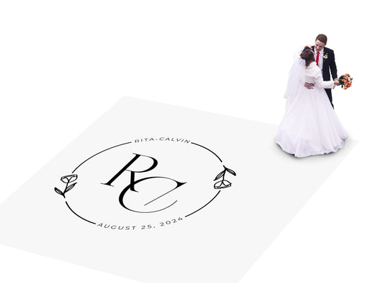 Custom Wedding Decal Dance Floor Wrap Gloss Removable Vinyl. Monogram Print and Vinyl to cover the entire dancefloor. Wedding logo design