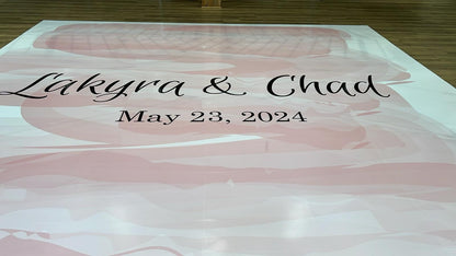 Custom Wedding Decal Dance Floor Wrap Gloss Removable Vinyl. Monogram Print and Vinyl to cover the entire dancefloor. Wedding logo design