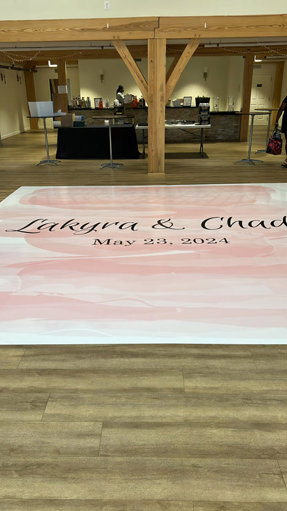 Custom Wedding Decal Dance Floor Wrap Gloss Removable Vinyl. Monogram Print and Vinyl to cover the entire dancefloor. Wedding logo design