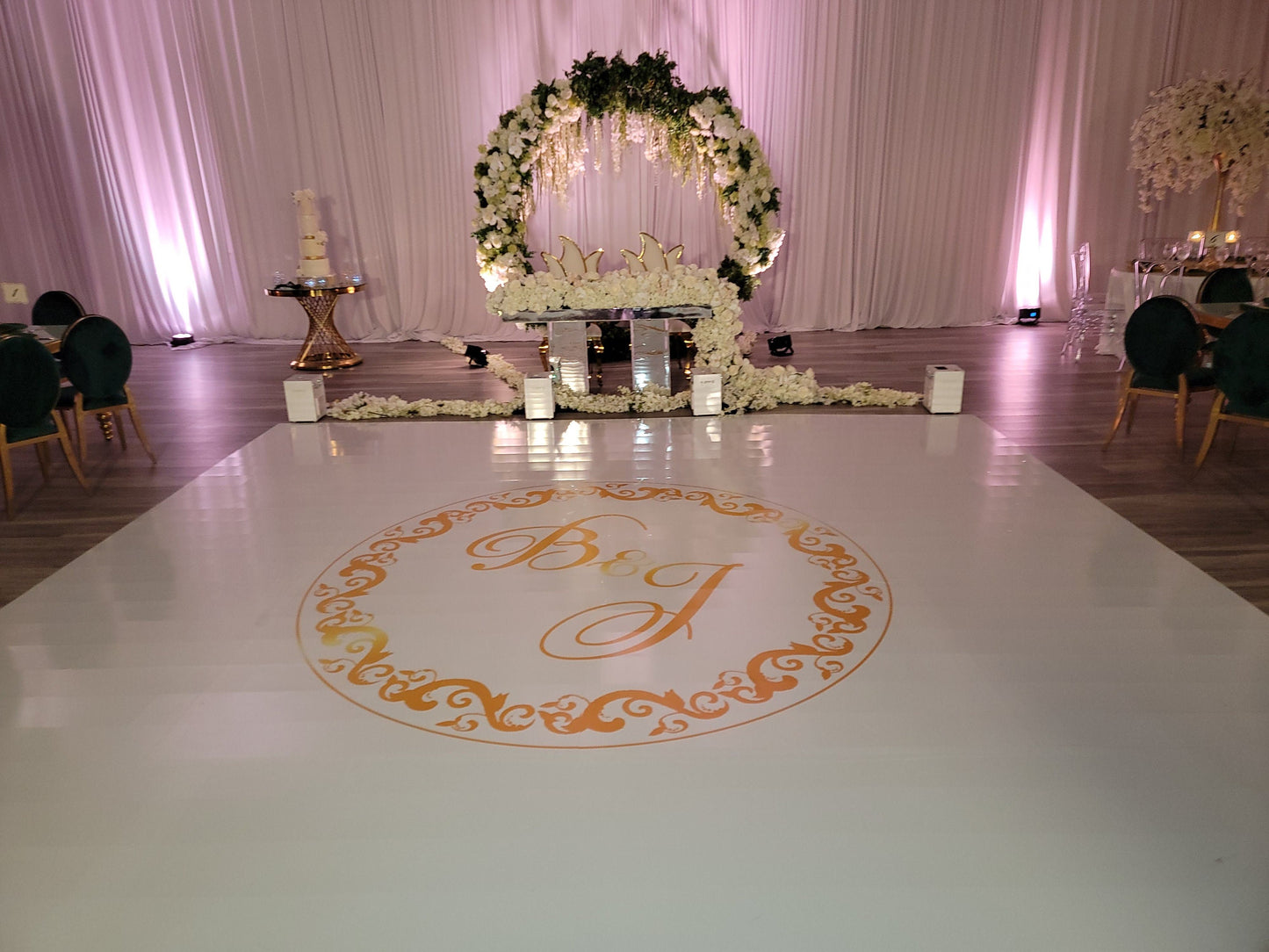 Custom Wedding Decal Dance Floor Wrap Gloss Removable Vinyl. Monogram Print and Vinyl to cover the entire dancefloor. Wedding logo design