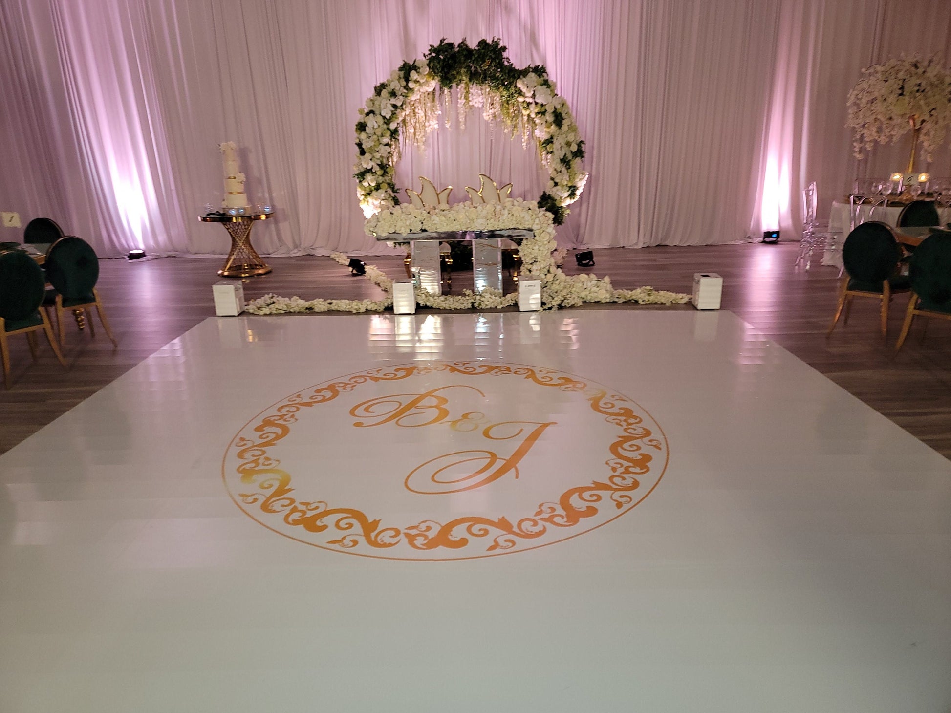 Custom Wedding Decal Dance Floor Wrap Gloss Removable Vinyl. Monogram Print and Vinyl to cover the entire dancefloor. Wedding logo design