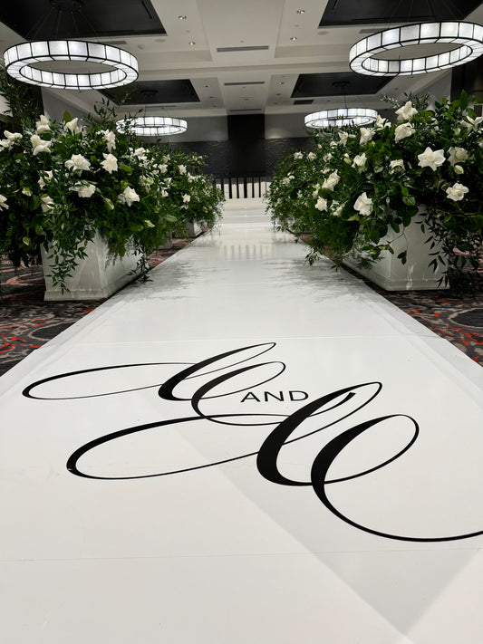 Customizable Wedding Decal Aisle Runner Wrap | Gloss Removable Vinyl | Monogram Printed on the aisle | Wedding logo design| Free Shipping.