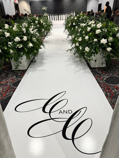 Customizable Wedding Decal Aisle Runner Wrap | Gloss Removable Vinyl | Monogram Printed on the aisle | Wedding logo design| Free Shipping.